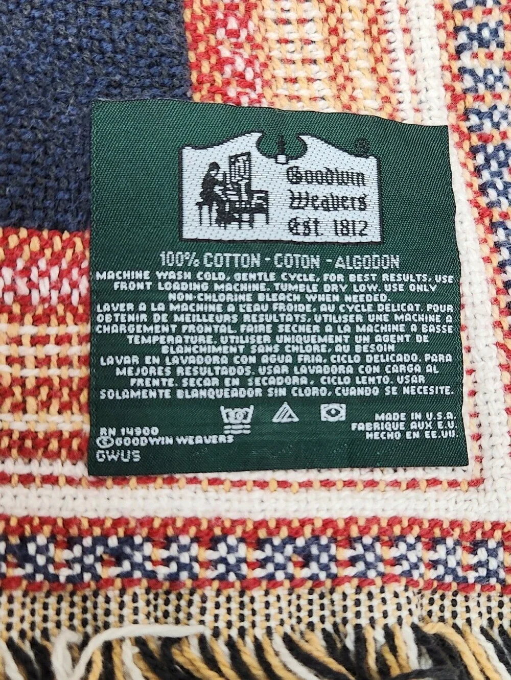 Goodwin weavers Musical Instruments Tapestry Throw Cream Brown USA Made